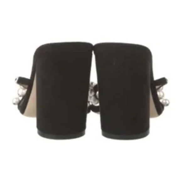 JIMMY CHOO Suede Beaded Accents Slides - Size 9 - Picture 4 of 11